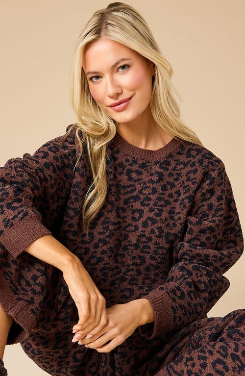 Softies Marshmallow Leopard Crew Neck Lounge Set In Brown