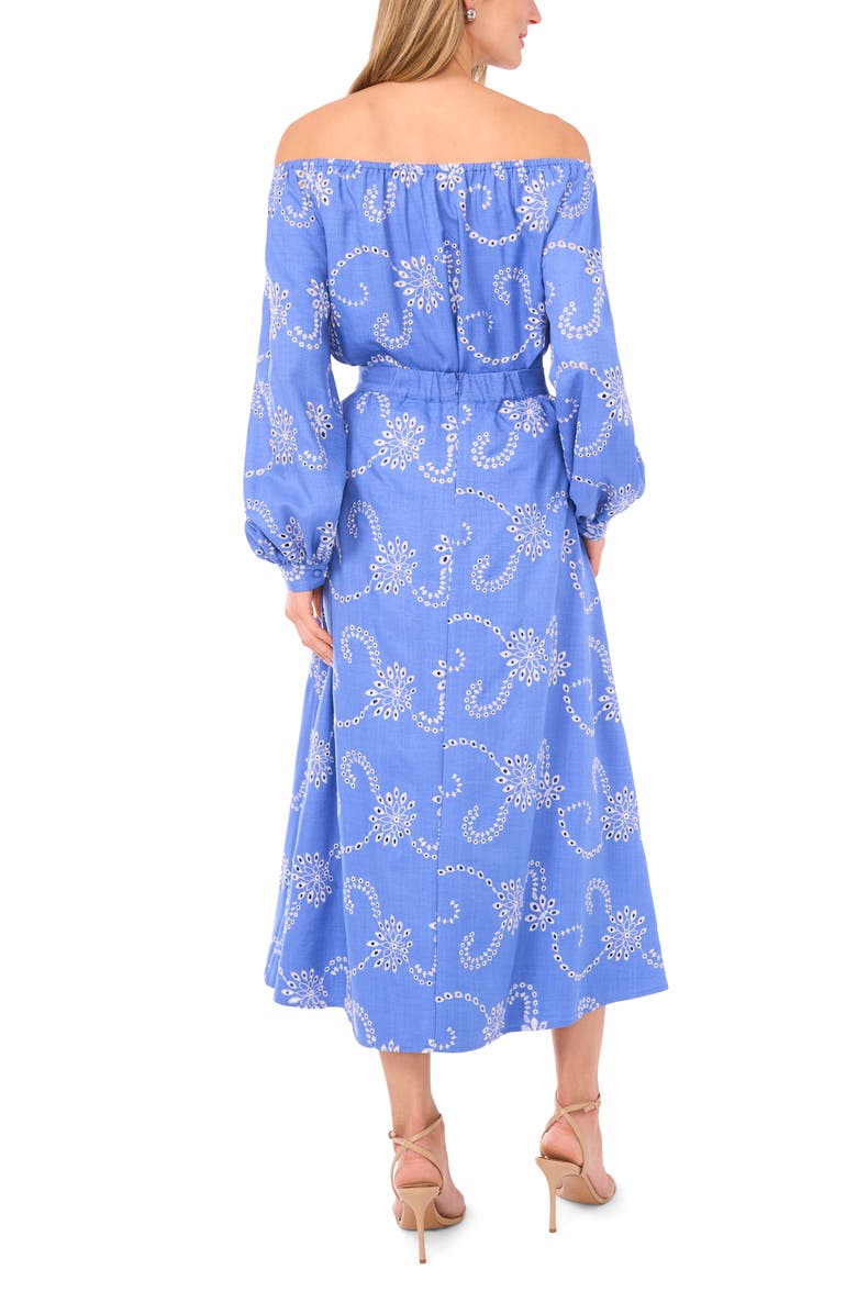 Vince Camuto Eyelet Off the Shoulder Long Sleeve Top, Alternate, color, Ultramarine