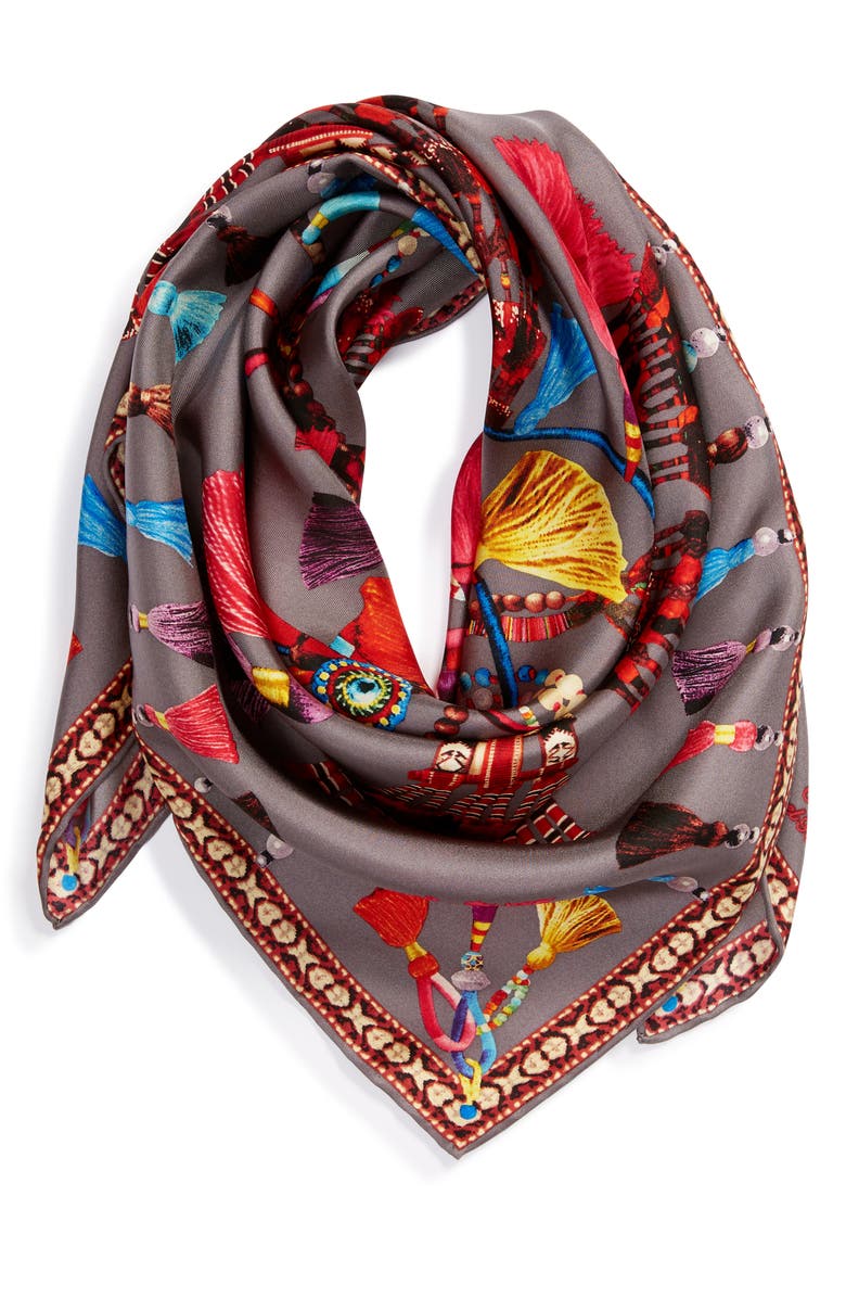 Echo Tassel Rhapsody Silk Scarf, Main, color,
