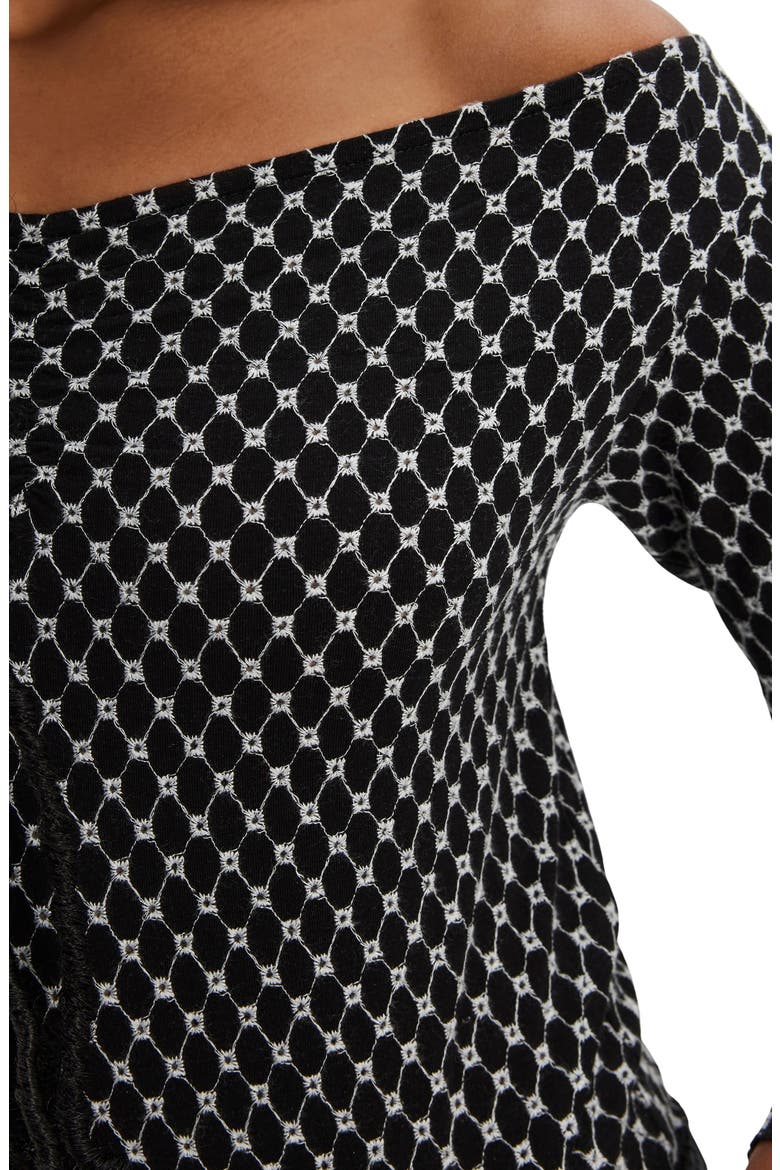 Gia Eyelet Embroidered Off the Shoulder Top, Alternate, color, BLACK COMBO