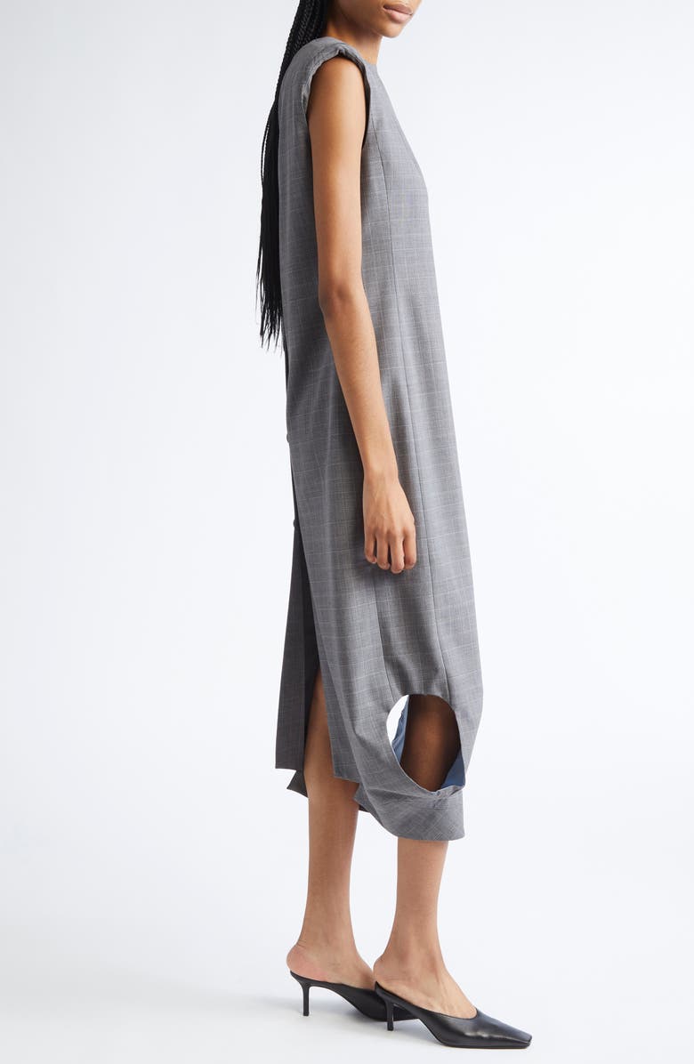 JULIE KEGELS Duany Plaid Wool Gabardine Dress, Alternate, color, Grey