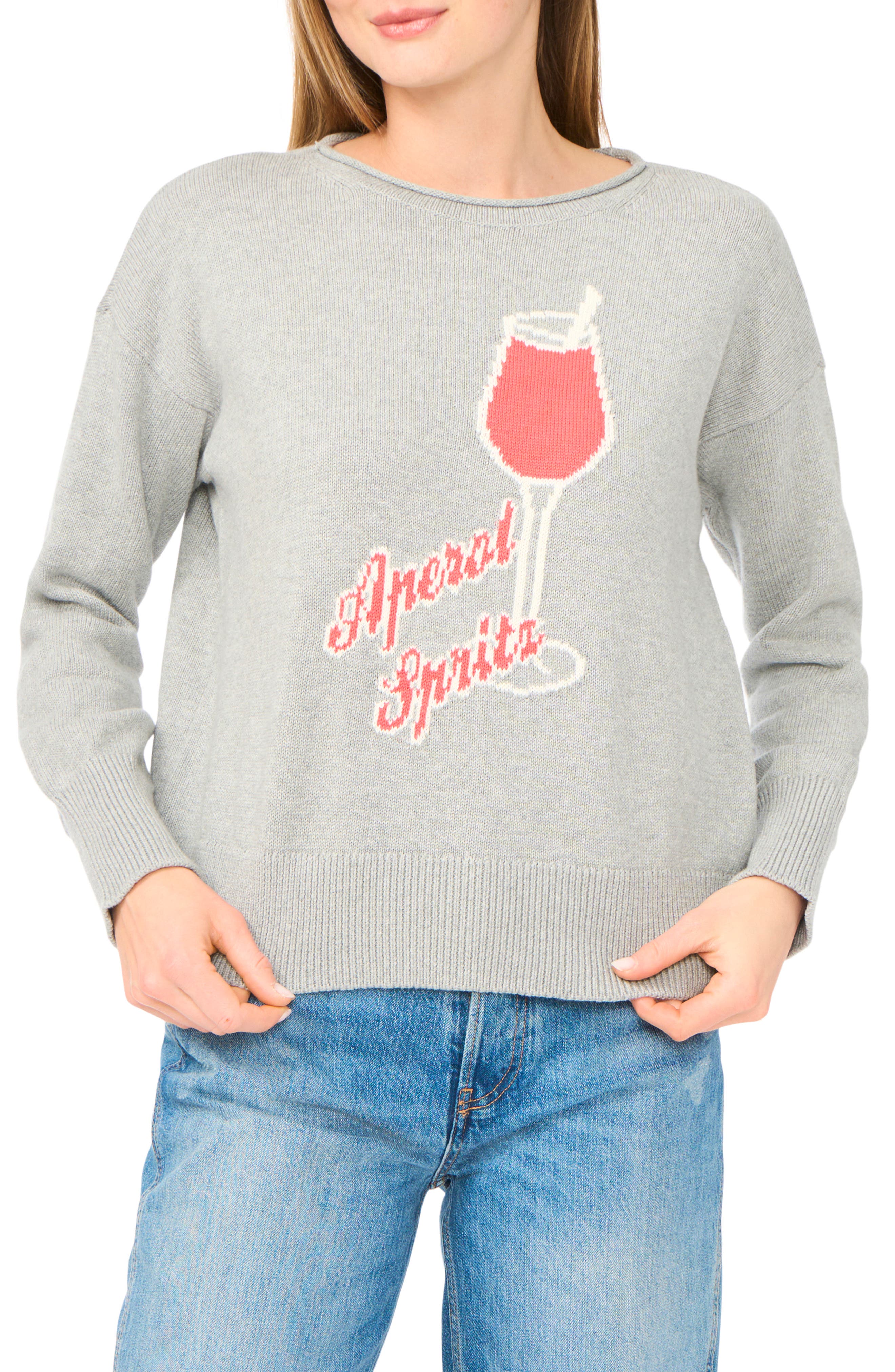 CeCe Aperol Spritz Jacquard Sweater