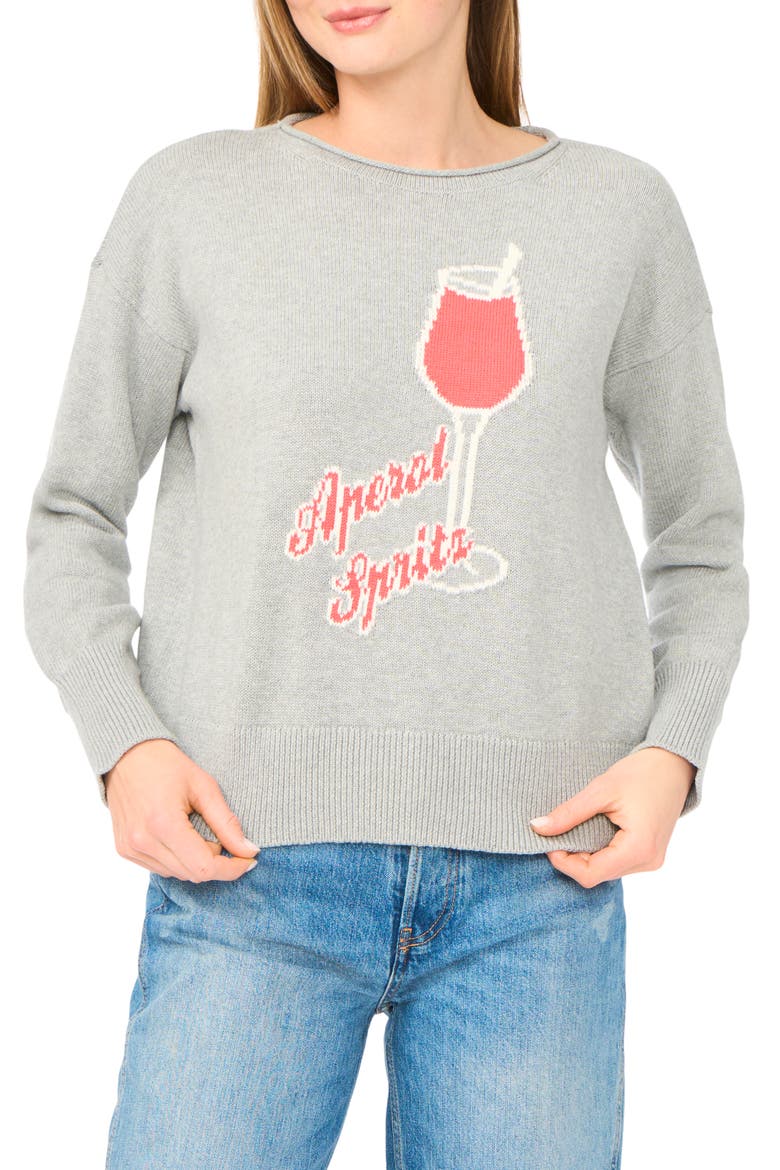Aperol Spritz Jacquard Sweater, Main, color, LIGHT HEATHER GREY