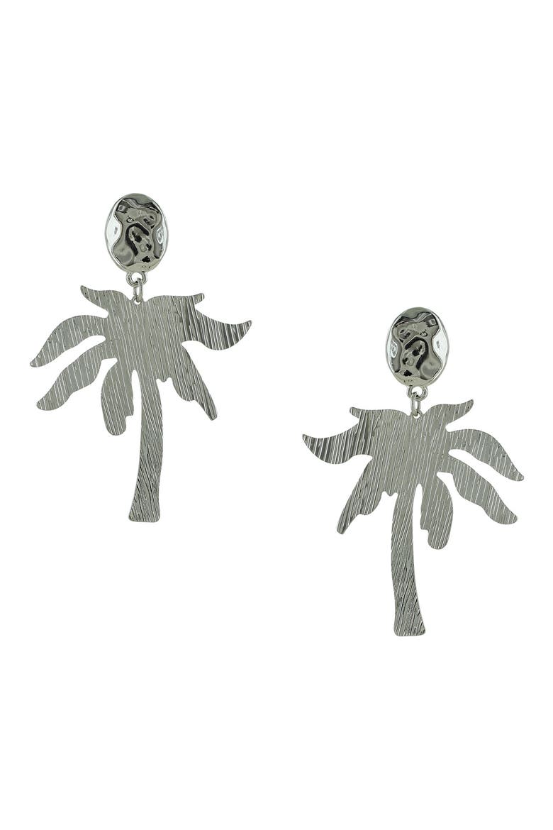 Palm Paradise Drop Earrings, Main, color, SILVER