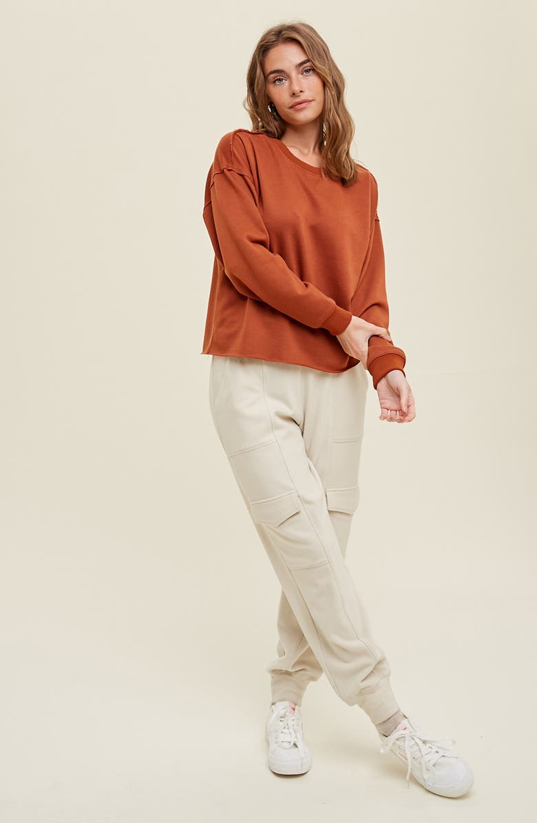 WISHLIST French Terry Knit Top, Alternate, color, Brick