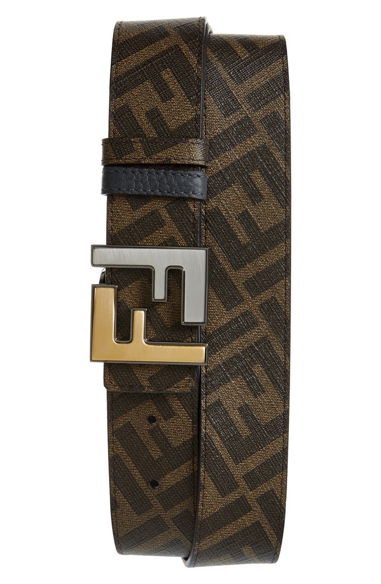 Fendi FF Leather Reversible Belt, Alternate, color,