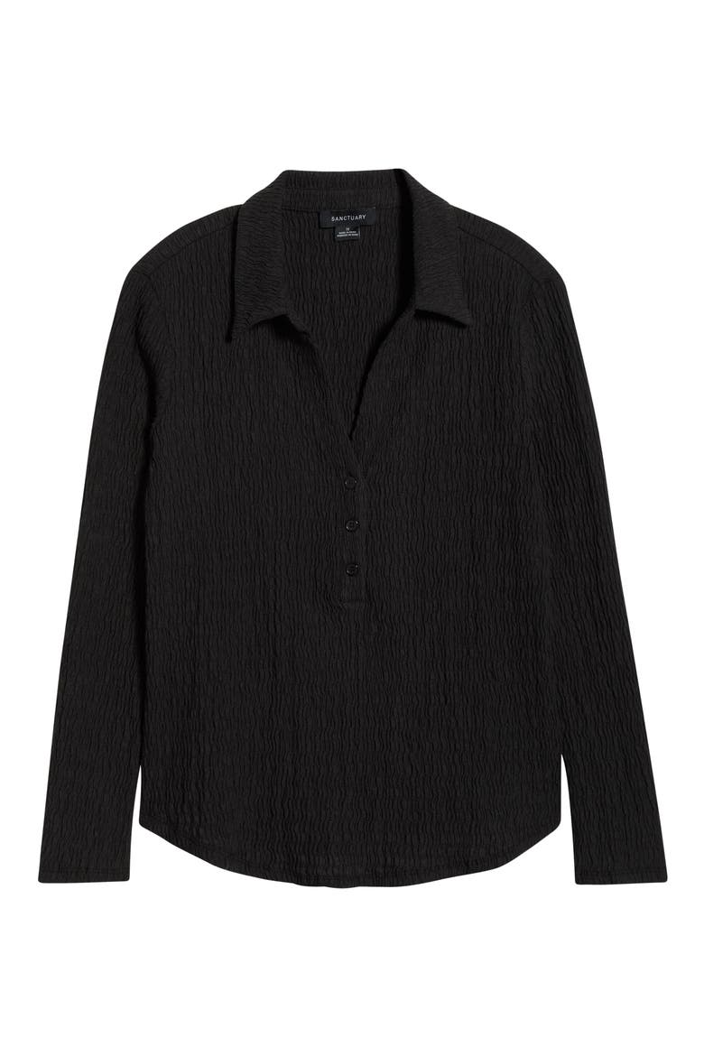 Dreamgirl Long Sleeve Textured Knit Shirt, Alternate, color, BLACK
