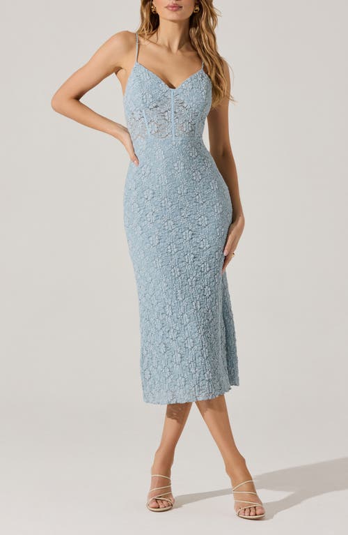 Astr The Label Floral Lace Knit Dress In Dusty Blue
