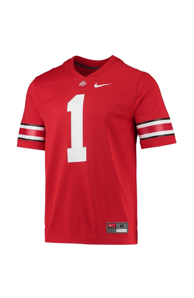 Nike Men's Nike Justin Fields Scarlet Ohio State Buckeyes 2021 Draft Class Game Jersey, Alternate, color,