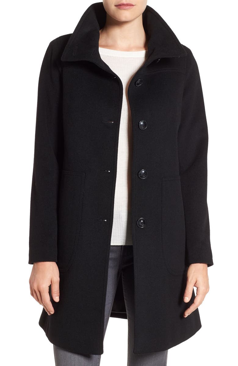 Kristen Blake Funnel Neck Wool Blend Coat, Main, color,