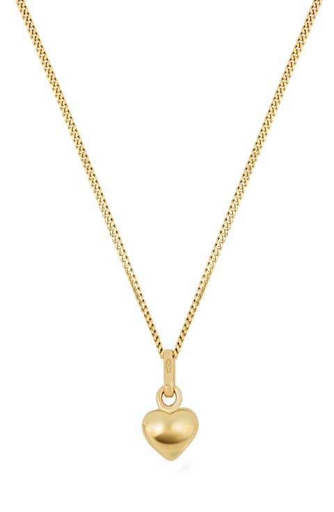14K Yellow Gold Puffy Heart Pendant Necklace