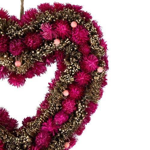 NORTHLIGHT NORTHLIGHT 13" PINK BOTANICALS AND TWIGS ARTIFICIAL VALENTINE'S DAY HEART WREATH 