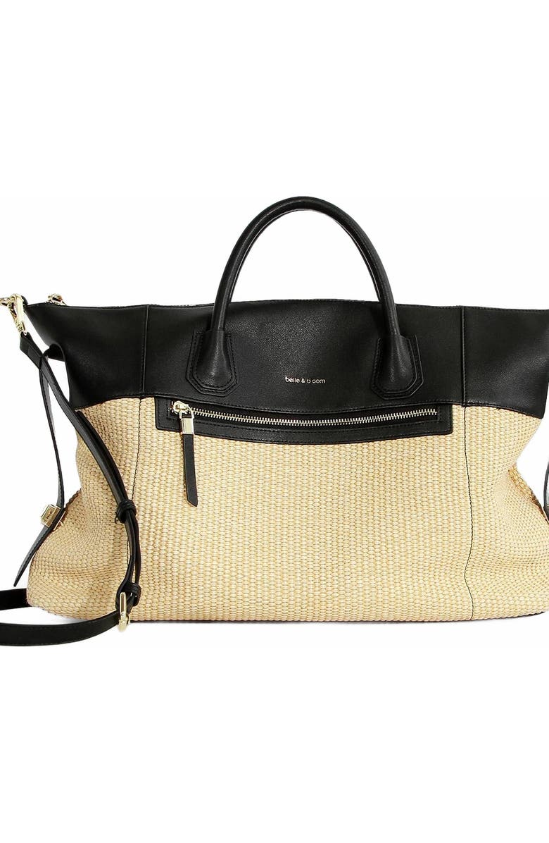 Belle & Bloom Poem To Nowhere Weekender Bag, Main, color, Black/Oat