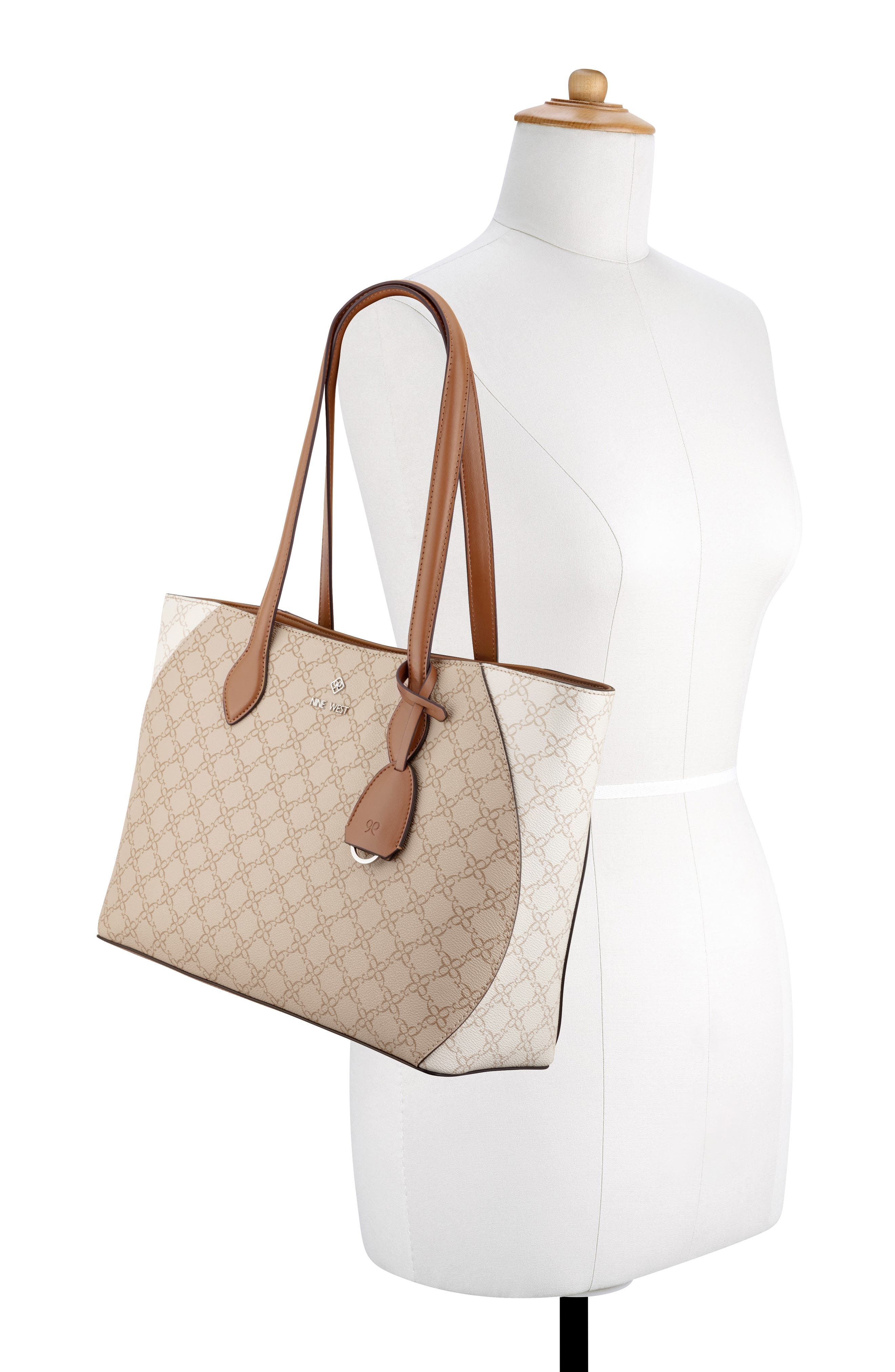 Nine West Cheryth Tote, Alternate, color, Khaki Logo Multi