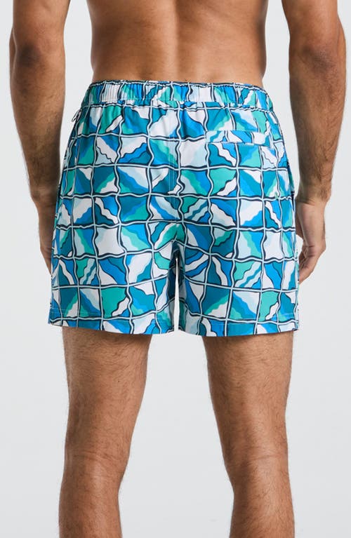 Original Penguin Wavy 5-inch Swim Trunks In Crystal Blue