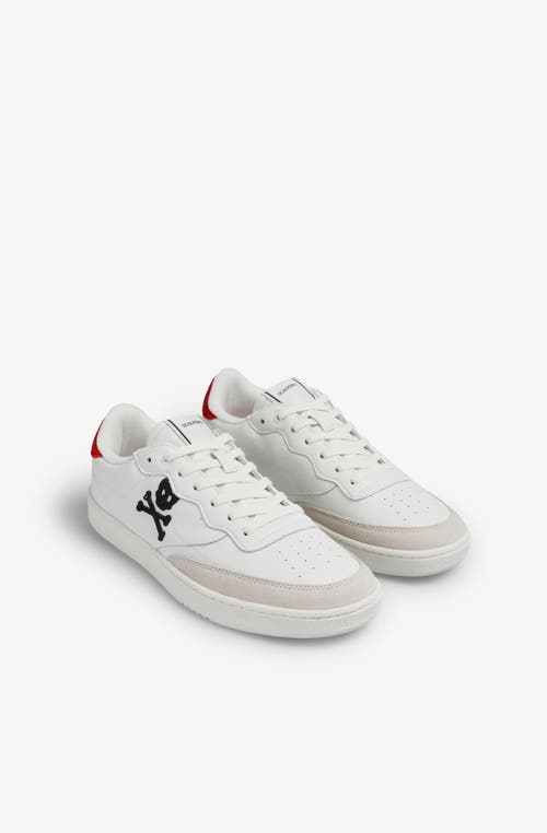 Scalpers Leather Side Skull Ford Sneakers In White