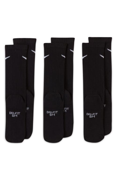 Nike Kids' Dri-fit Perforated Cushioned Crew Socks In 010 Black/white