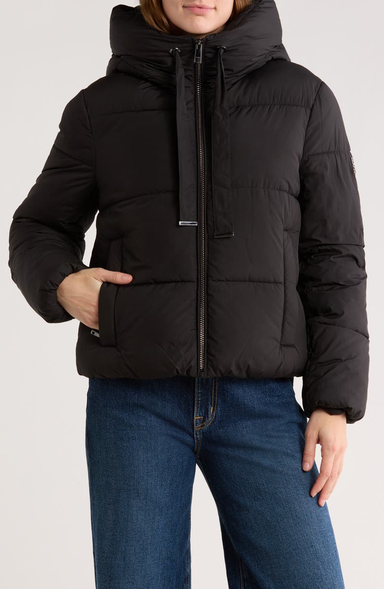 BCBGeneration Cloud Hooded Puffer Jacket, Main, color, Black