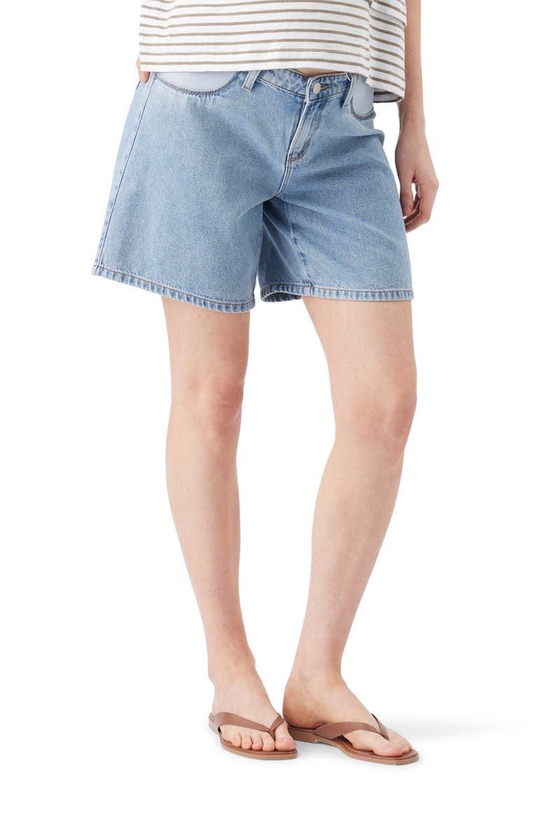 Dion Denim Maternity Shorts, Main, color, True Fade