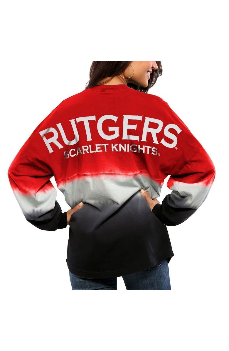 SPIRIT JERSEY Women's Scarlet Rutgers Scarlet Knights Ombre Long Sleeve Dip-Dyed Spirit Jersey, Main, color, 