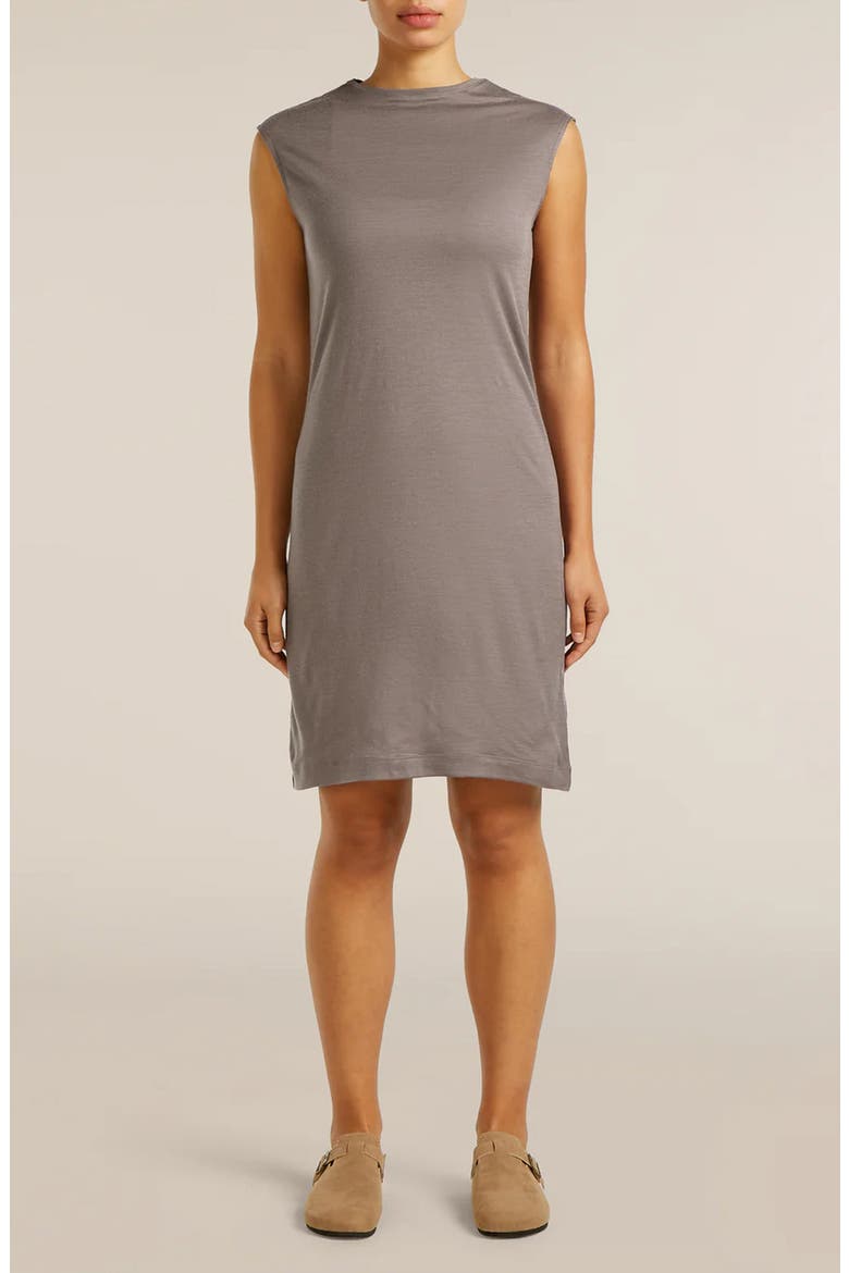 Granary Cap Sleeve Merino Wool T-Shirt Dress, Main, color, PORCINI