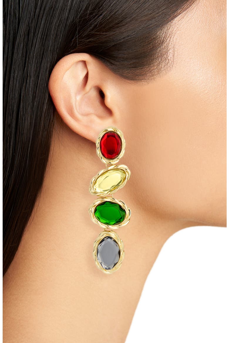 Celeste Butterfly & Flower Link Drop Earrings, Alternate, color, GOLD