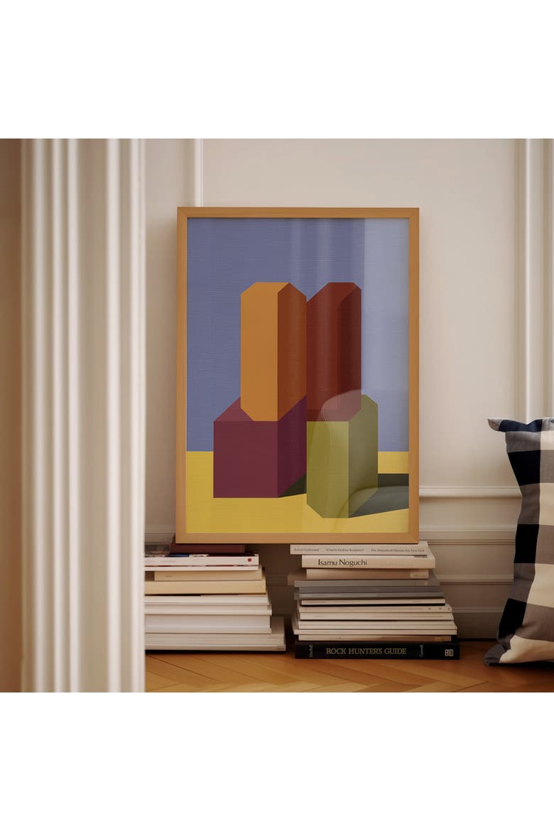 Form and Structure No. 09 Geometric Abstract Art Print, Alternate, color, Natural Oak Frame - 12x16