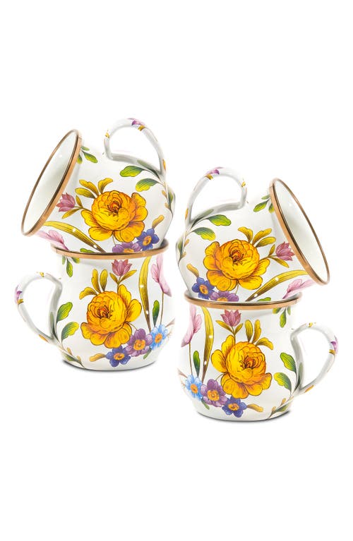 Mackenzie-childs Mackenzie Childs Flower Market Set Of 4 Enameled Steel Mugs In Yellow