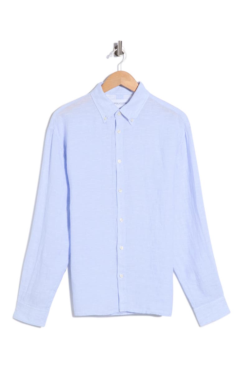 Linen Long Sleeve Button-Down Shirt, Alternate, color, SPLASH BLUE