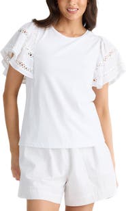 Brave+True Chloe Cutout Flutter Sleeve Top