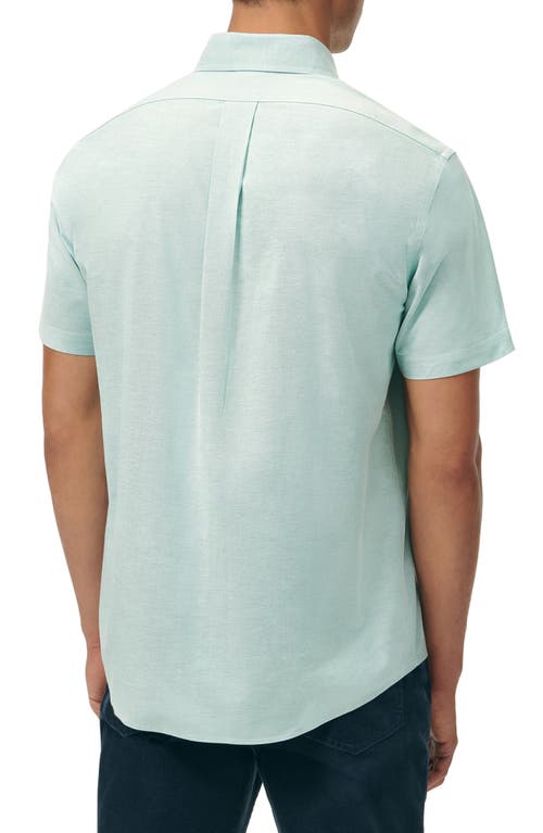 Brooks Brothers Solid Short Sleeve Stretch Cotton Button-down Shirt In Solidporcelaingreen