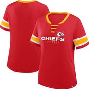 FANATICS Women's Fanatics Red Kansas City Chiefs Plus Size Red Zone Athena Lace-Up V-Notch Neck T-Shirt