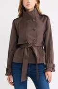 Open Edit Double Breasted Crop Trench Coat