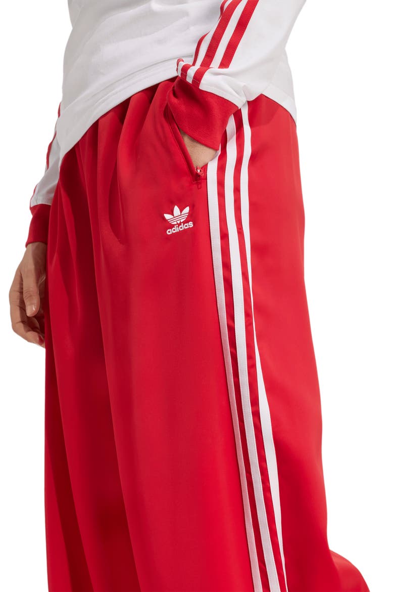 Wide Leg Satin Track Pants, Alternate, color, BETTER SCARLET/ WHITE