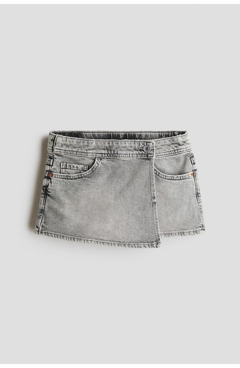H&M Denim Wrap Skort, Main, color, Denim Gray