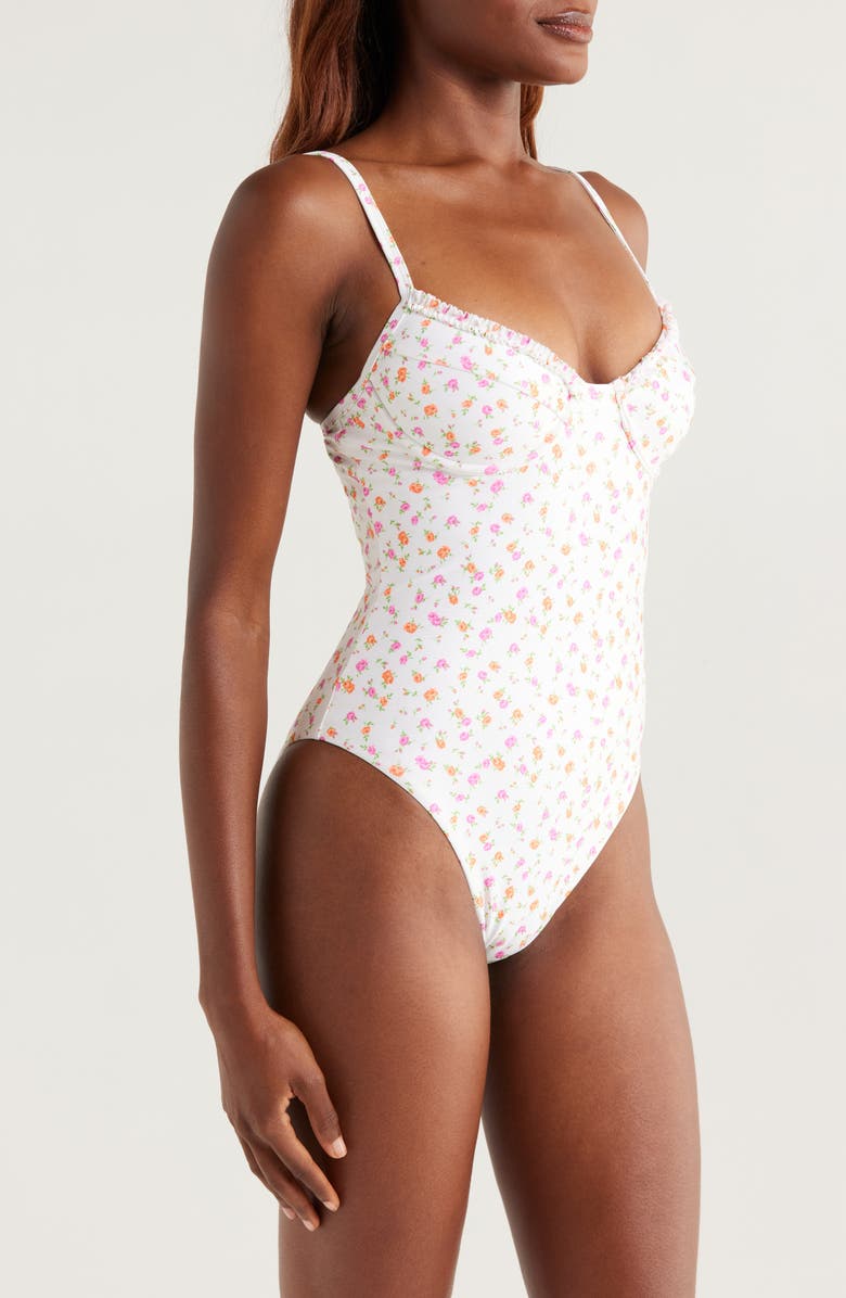 Kulani Kinis Double Ruffle Underwire One-Piece, Alternate, color, Rosie Posie