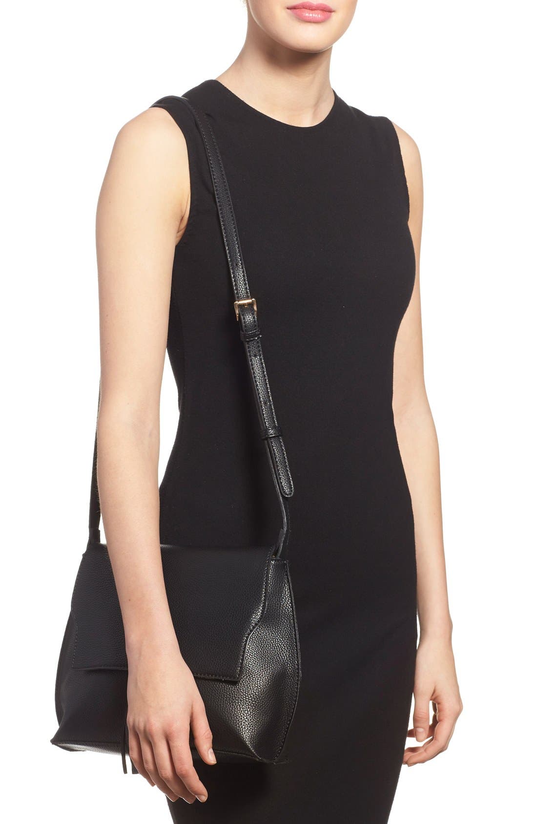 Sole Society Tassel Faux Leather Crossbody Bag, Alternate, color, 