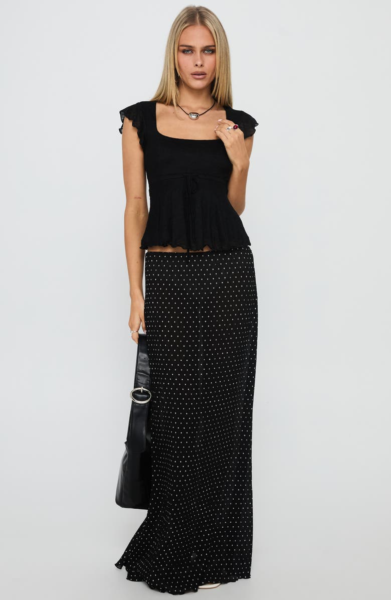 Princess Polly Auroraah Frill Babydoll Top, Alternate, color, Black