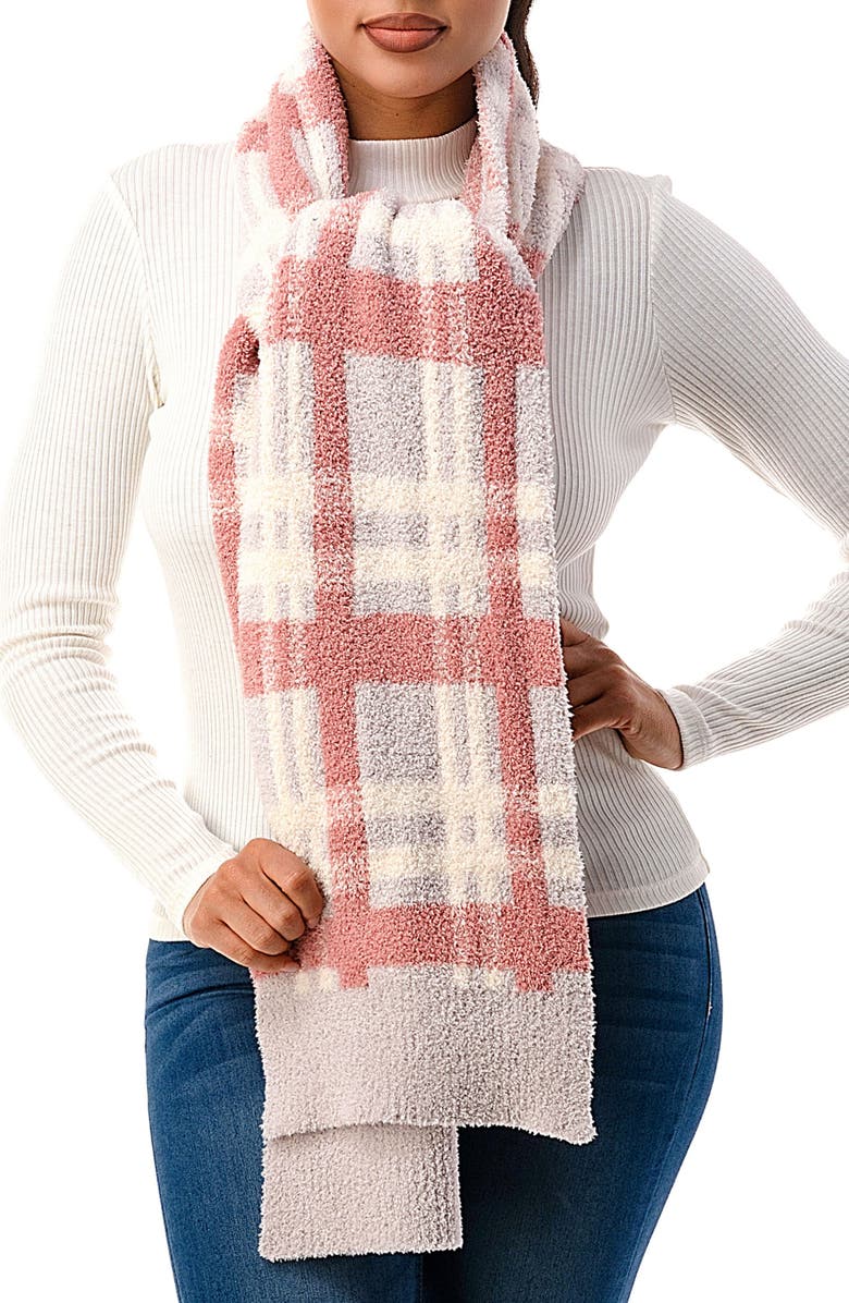 MARCUS ADLER Plaid Cozy Scarf, Main, color, Blush