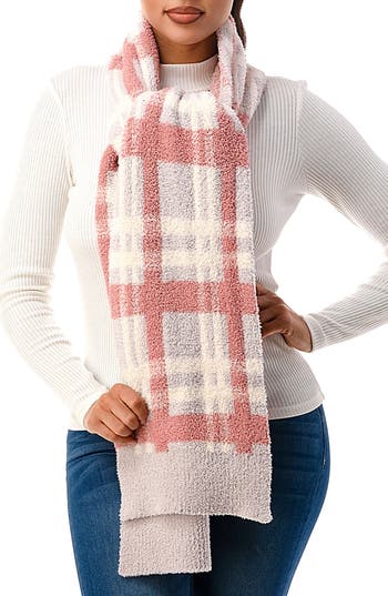 Marcus Adler Plaid Cozy Scarf In Pink