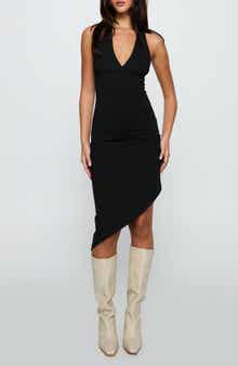 Whimsy Asymmetric Halter Midi Dress
