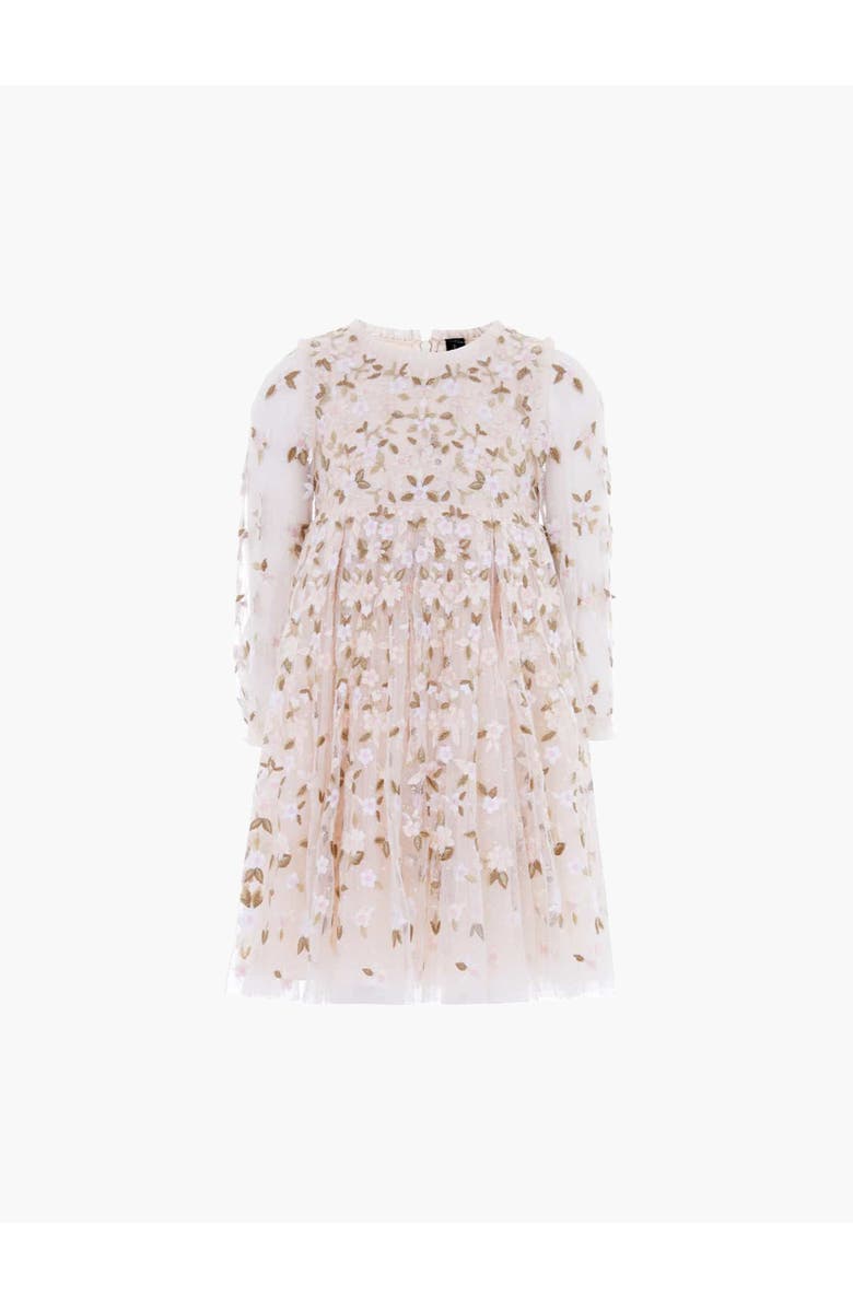 Needle & Thread Camellia Ditsy Long Sleeve Kids Dress, Alternate, color, Cream/Multi