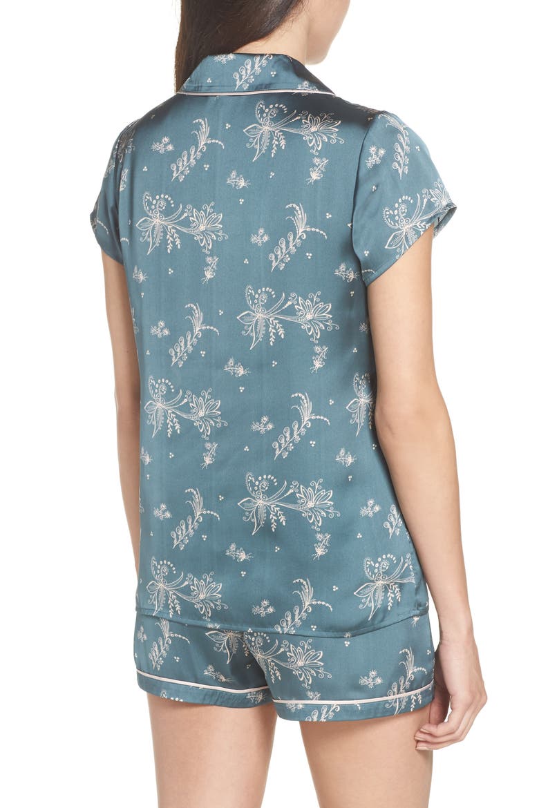 Satin Pajamas, Alternate, color, BLUE GOBLIN FLIRTY FLORAL