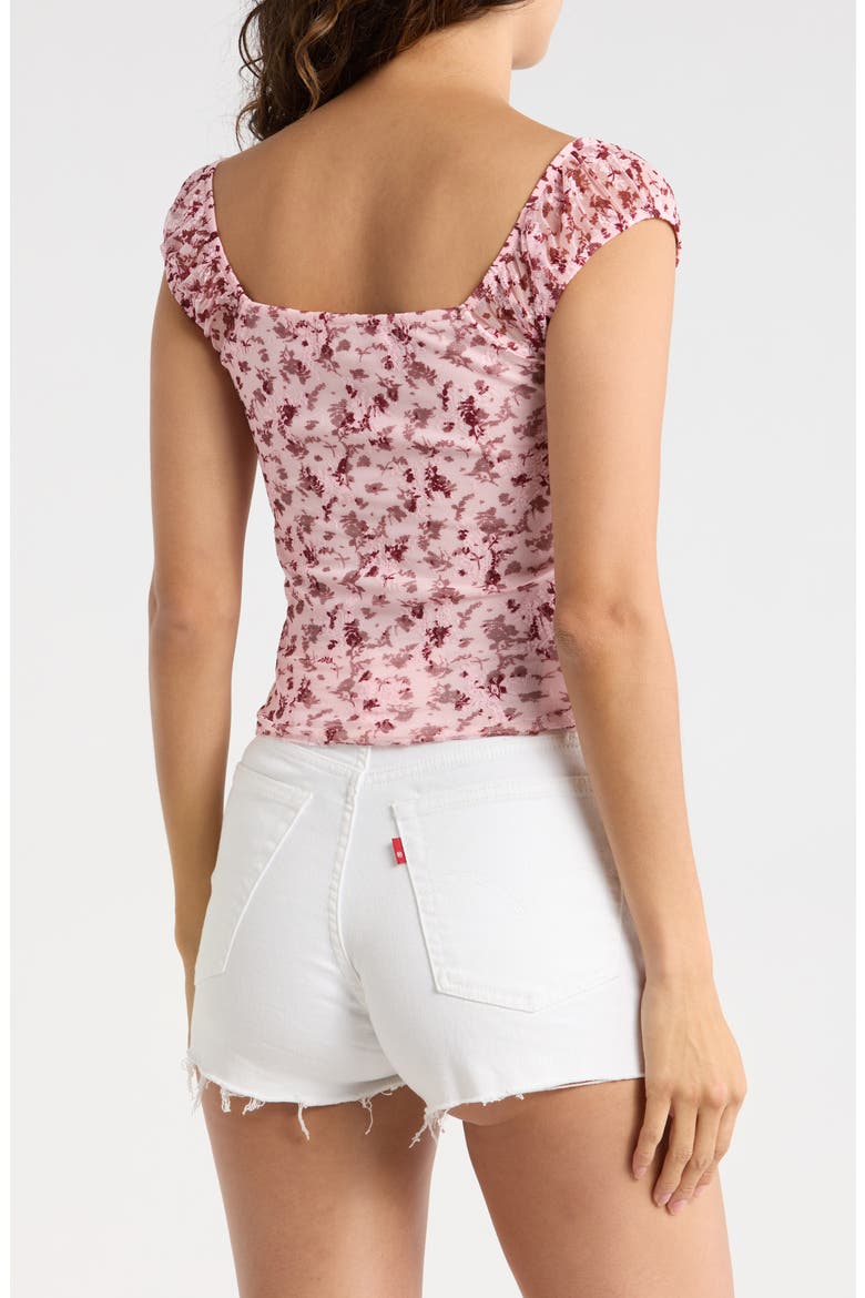 Emma Floral Ruffle Trim Top, Alternate, color, BALLET SLIPPER