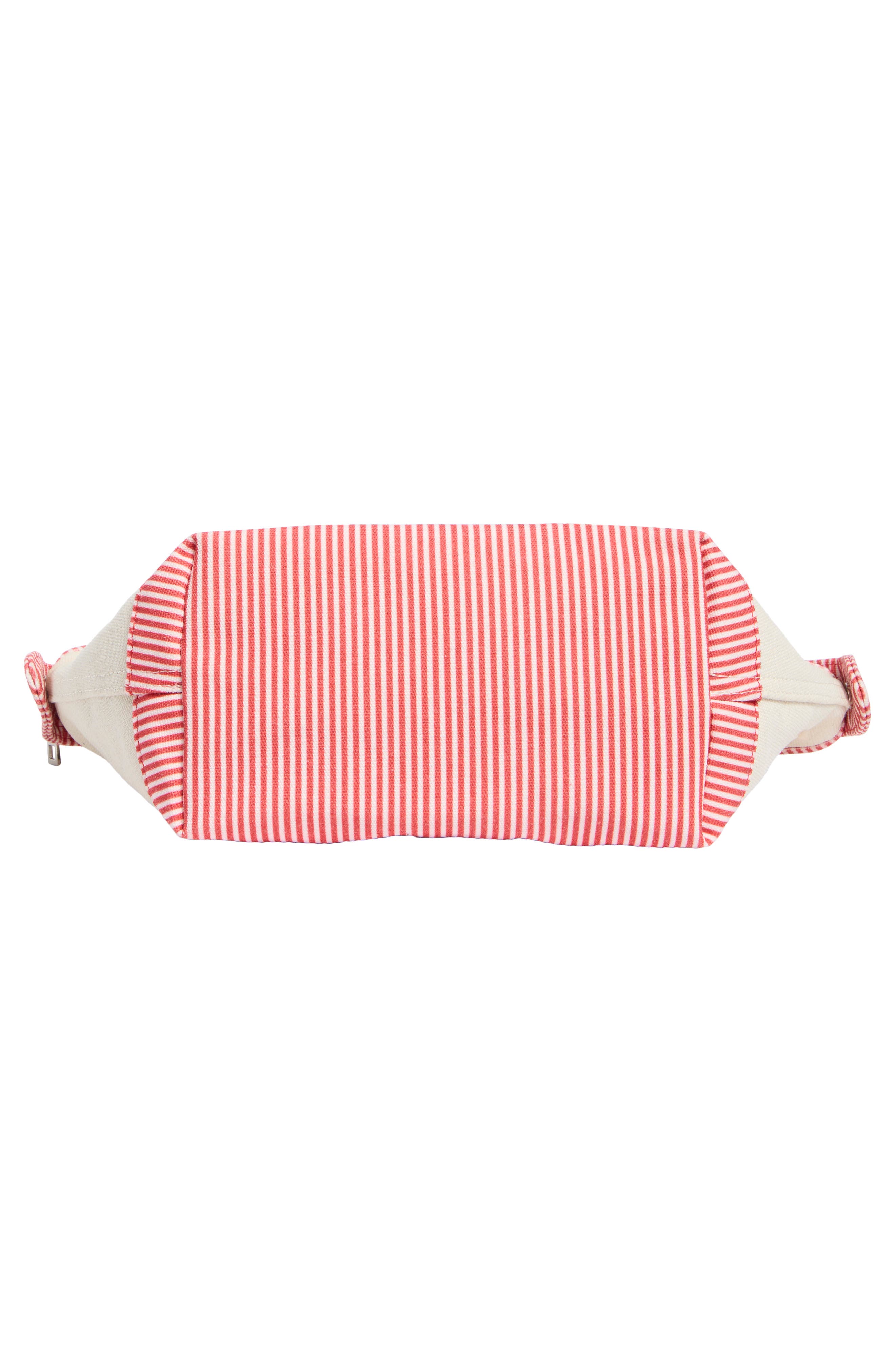 Mini Embroidered Canvas Tote, Alternate, color, NATURAL/ RED STRIPE