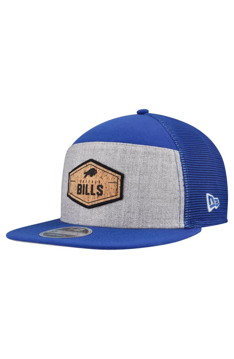 New Era Men's New Era  Gray/Royal Buffalo Bills Cork Split Panel 9FIFTY Trucker Snapback Hat, Main, color, Gray
