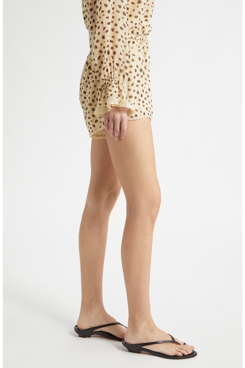 Priscilla Cheetah Spot Lace Trim Silk Shorts, Alternate, color, CHEETAH