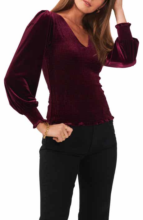 Smocked V-Neck Top