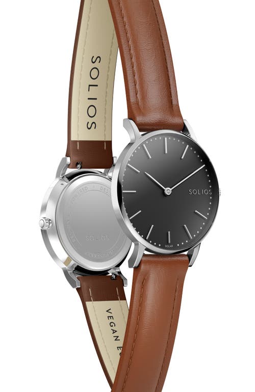 Solios Watches The Solar Classic | Black Dial In Brown Vegan Leather