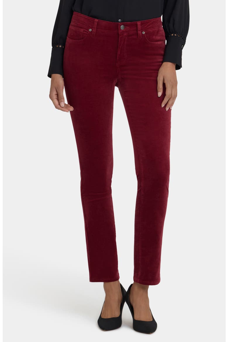 Sheri Slim Fit Velvet Pants, Main, color, WILD CURRANT